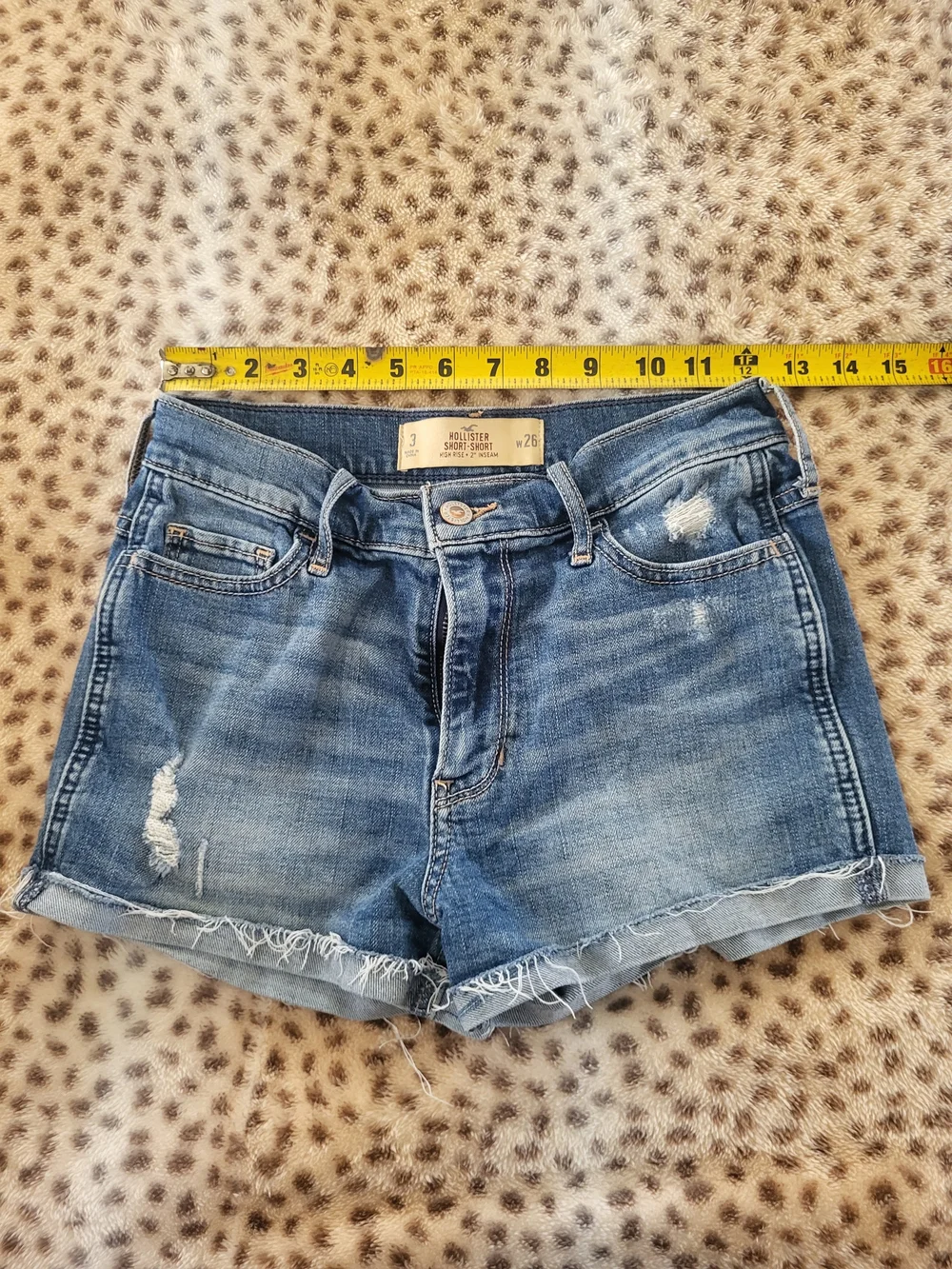 Hollister Light-Mid Blue Distressed Denim Shorts